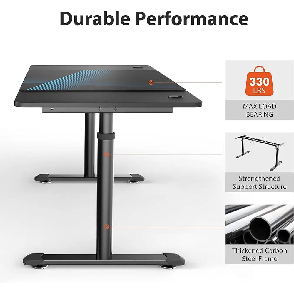 Eureka Ergonomic Height Adjustable Computer Desk, Black