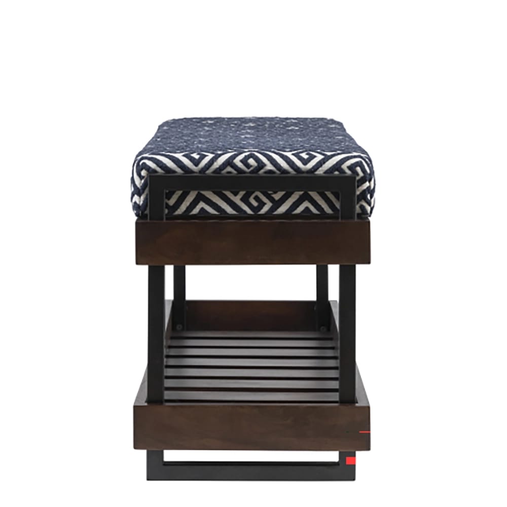 Albany Living Upholstered Bench with Shoe Rack, Blue/Brown