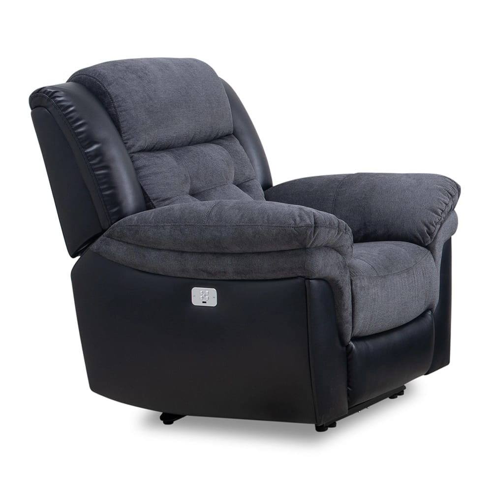 Two Tone Fabric Power Recliner Chair, Gray