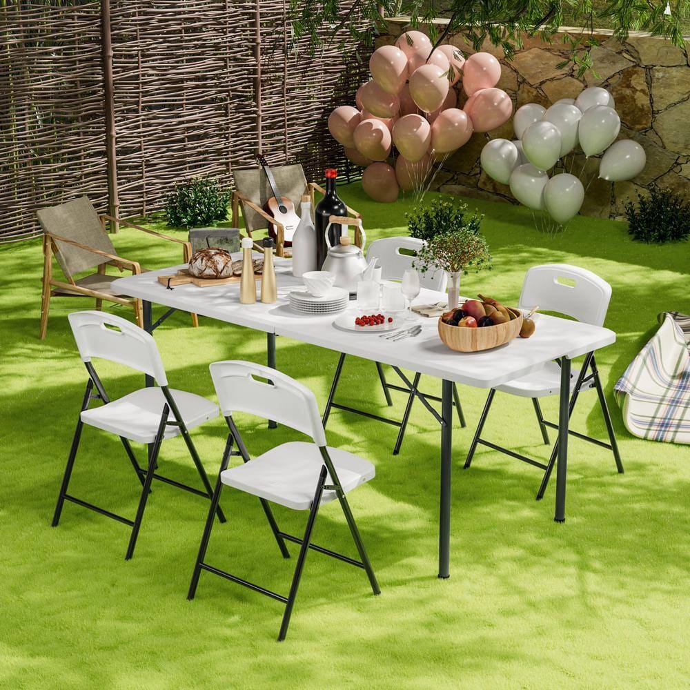 72" Portable Folding Table, White