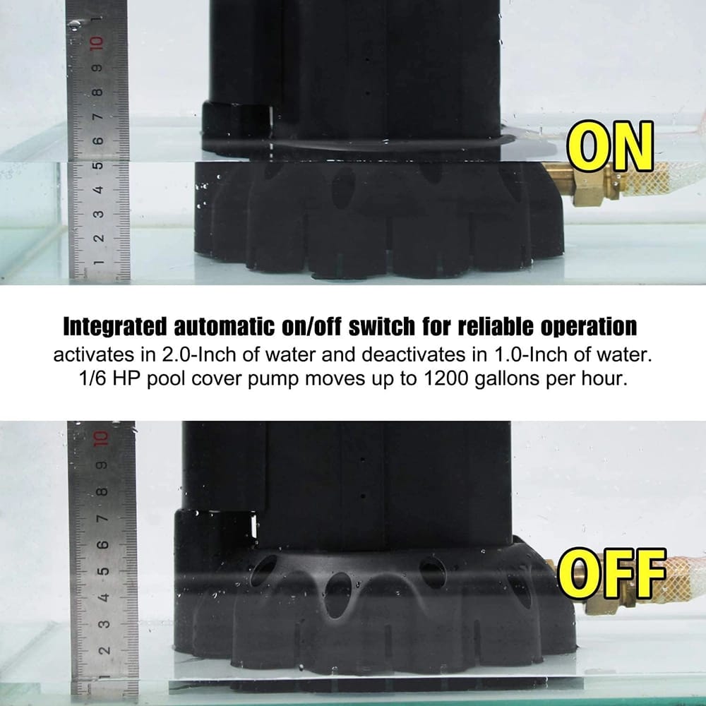 Edou Automatic Submersible Pool Cover Pump, Black