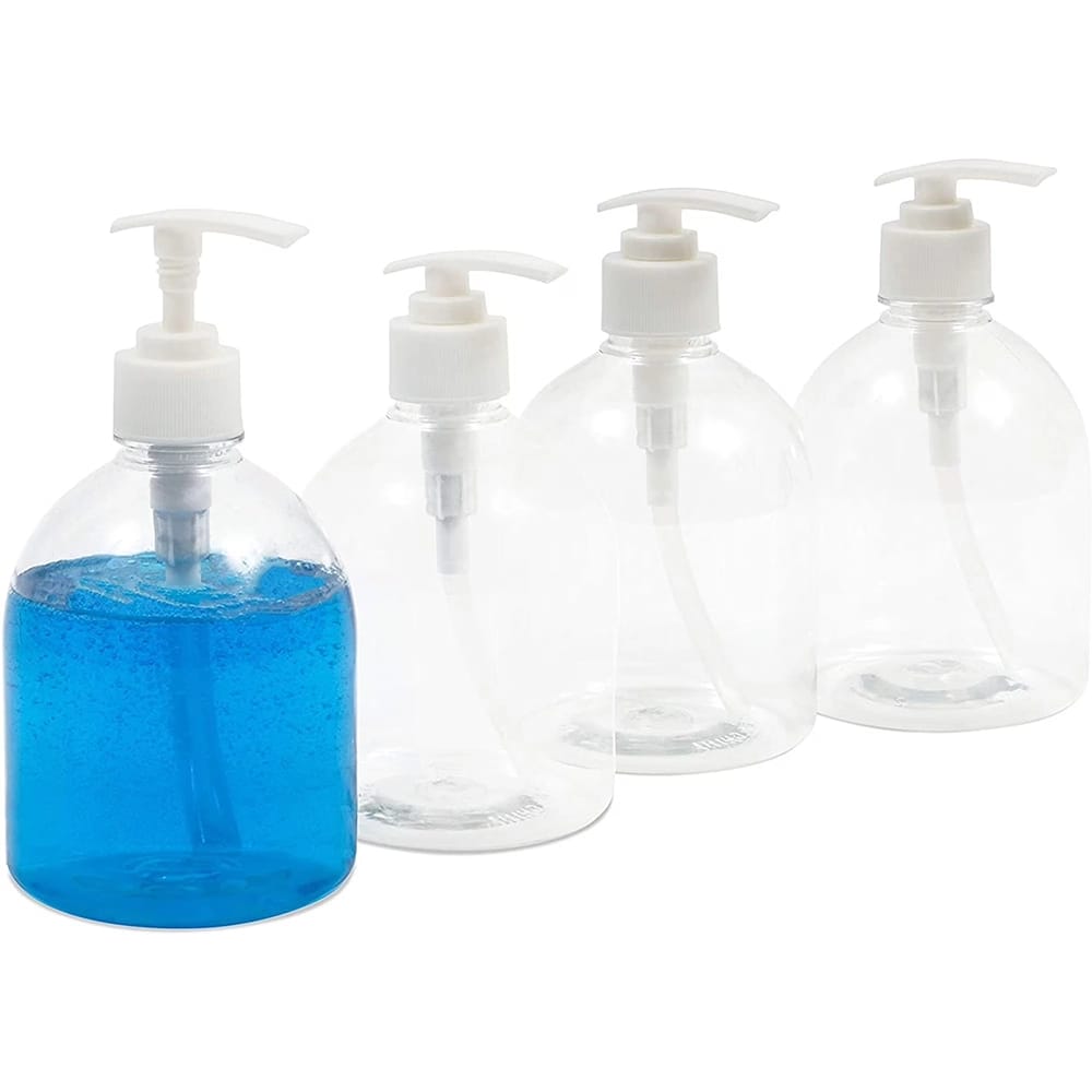 Juvale Clear Plastic Liquid Hand Soap Dispensers, 4 Pack
