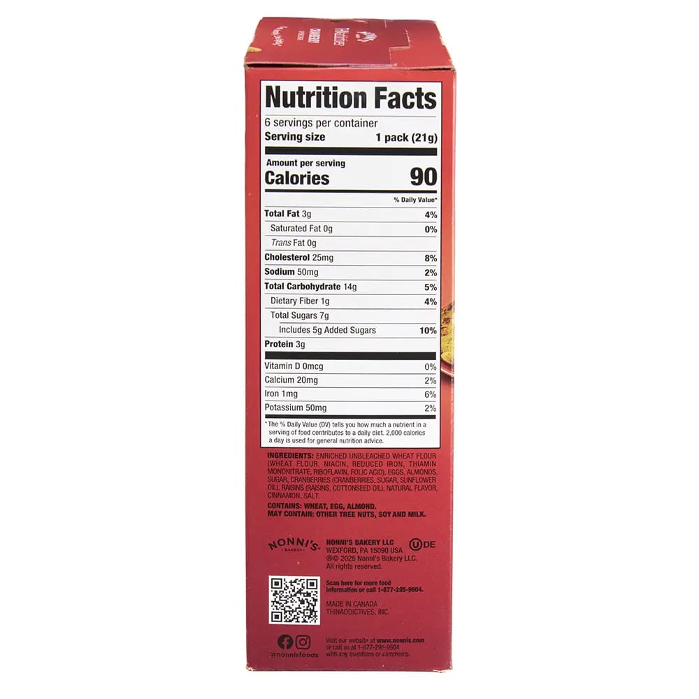 Nonni's THINaddictives Cranberry Almond Crips, 4.4 oz