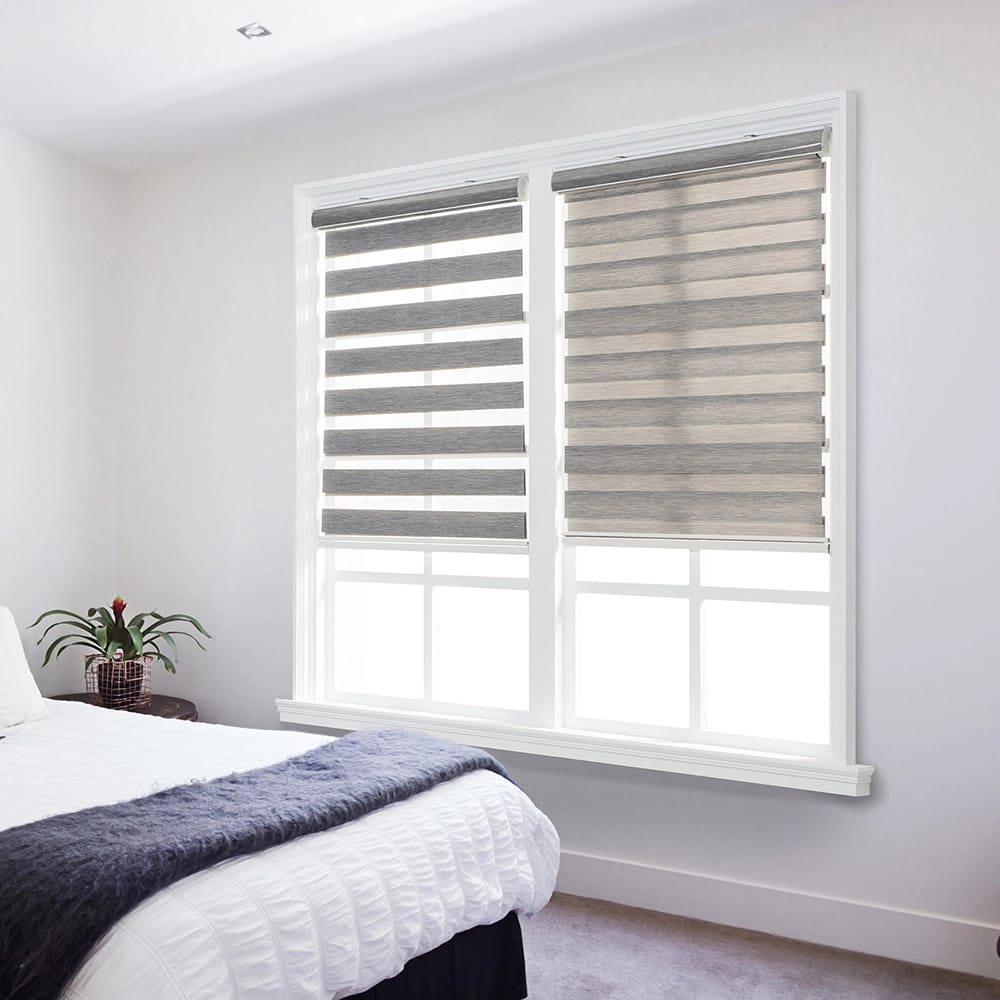 Cordless Textured Fabric Push-up Shadow Roller Shade, Light Gray, 39" x 66"