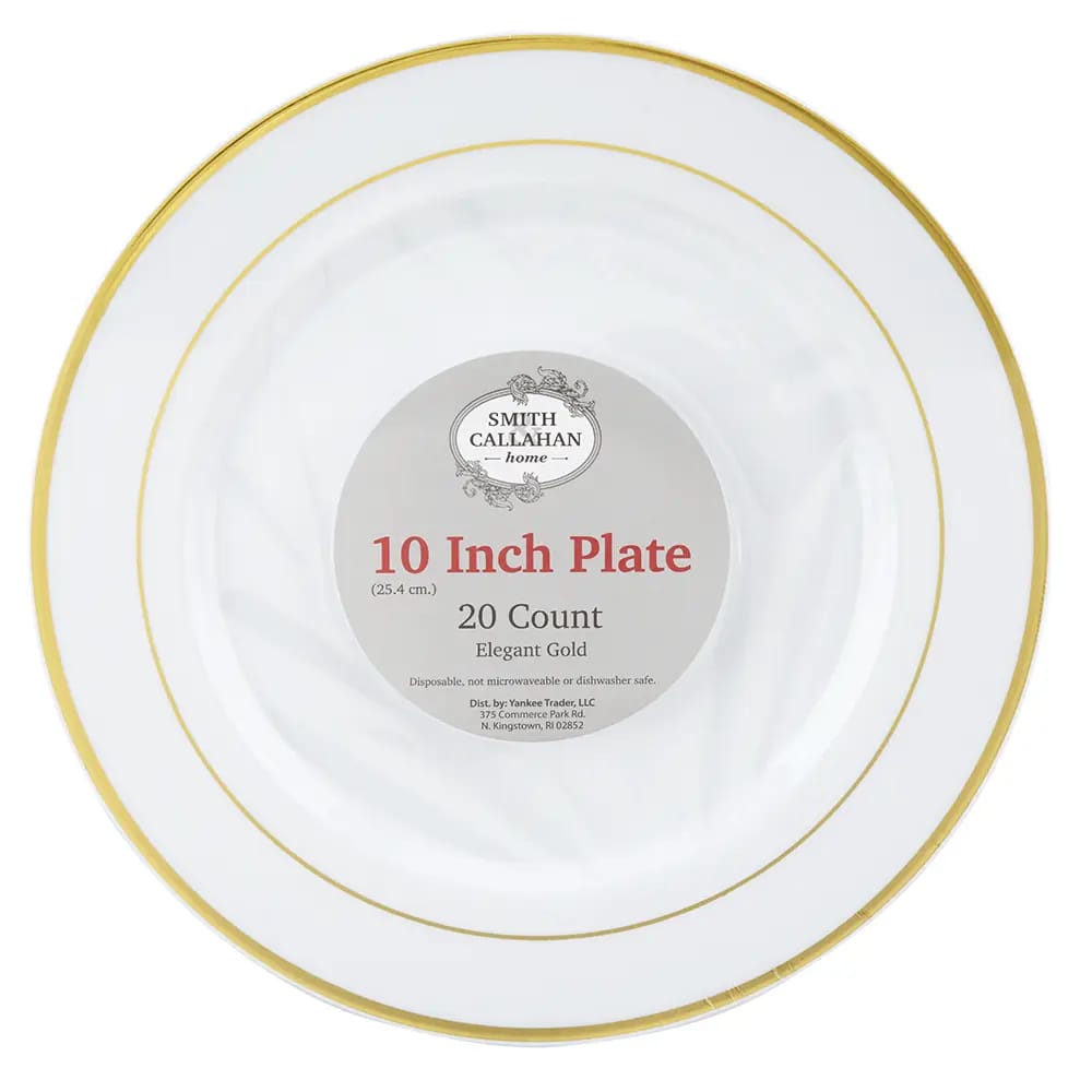Smith & Callahan Plastic Plate, Gold Rim, 20 ct, 10"