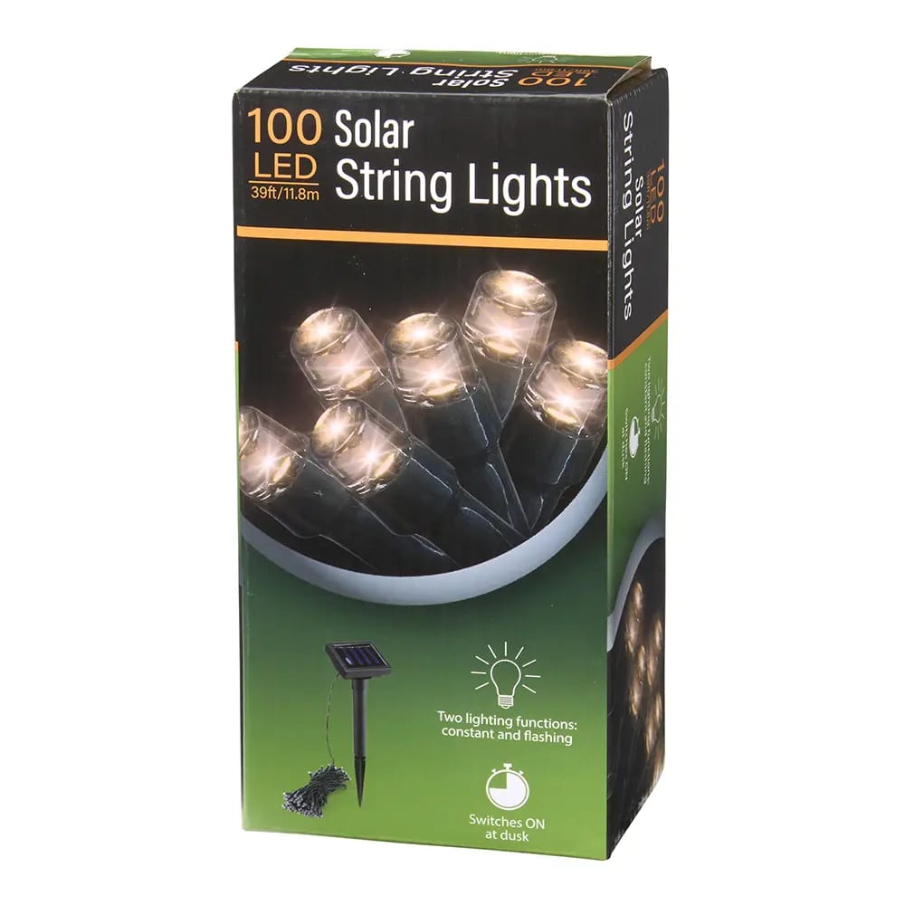 Solar LED String Lights, 39'