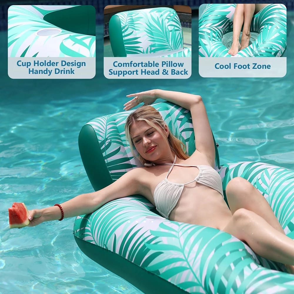 Sunrio Inflatable Pool Lounger Float, Tropical Leaves