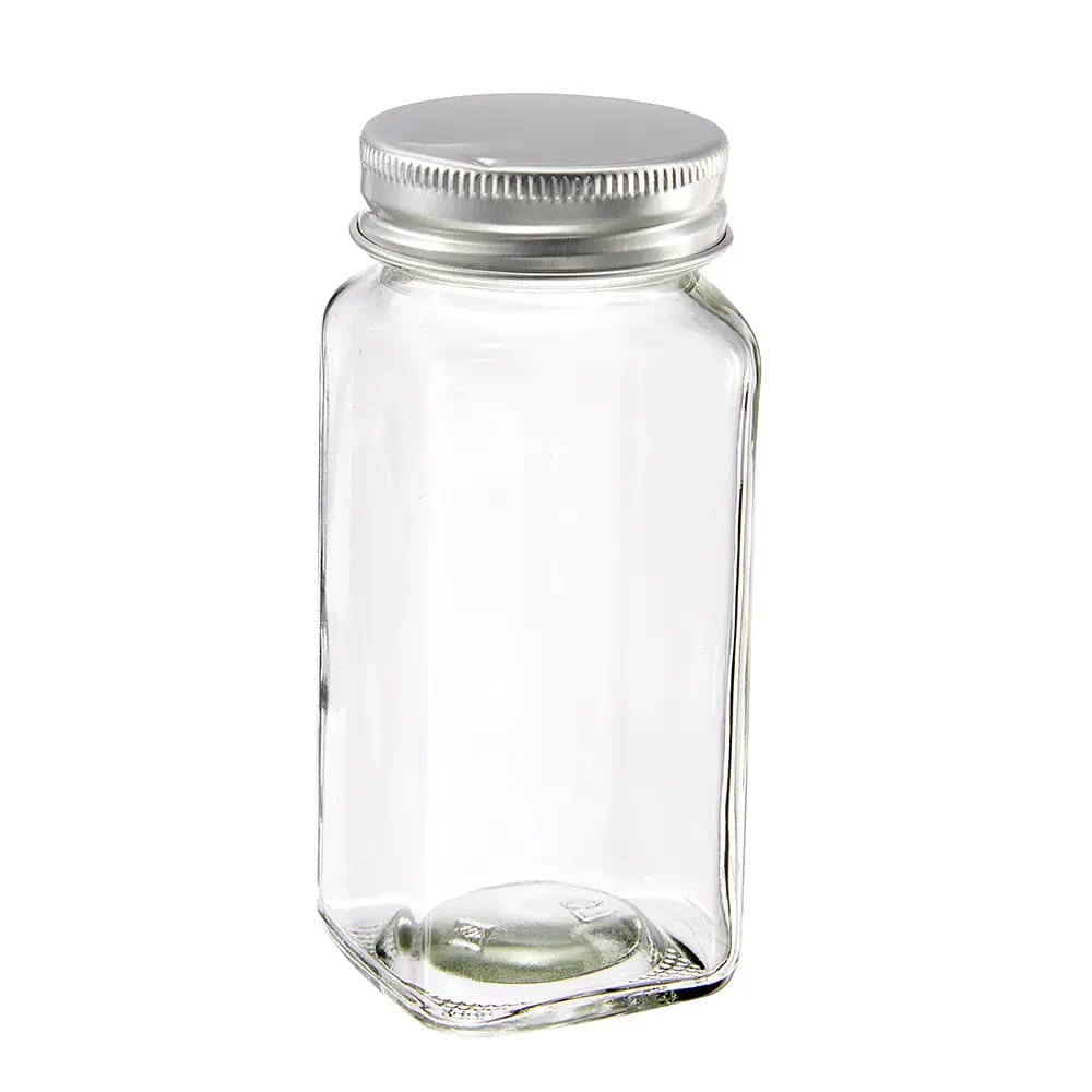Spice Jar Glass 4oz, Square with Twist Lock Lid