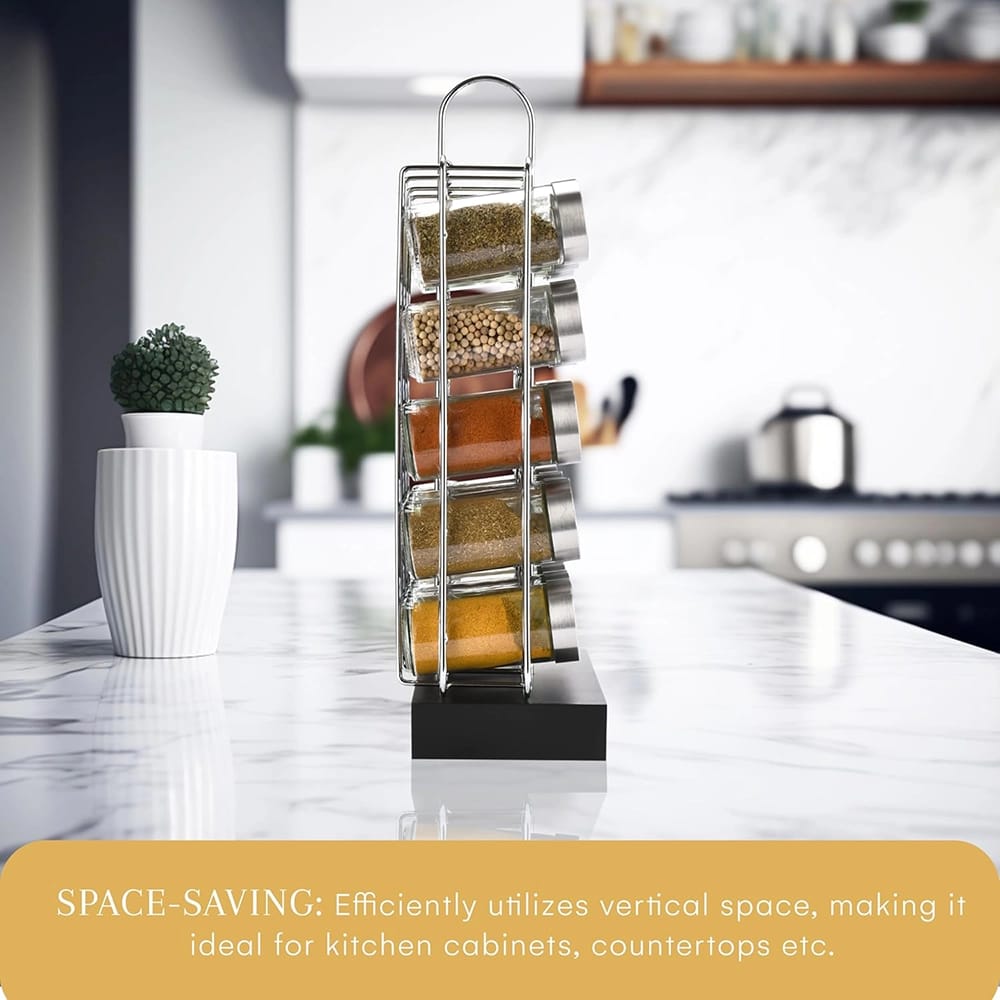2LB Depot 5-Tier Spice Rack Organizer, Silver/Black