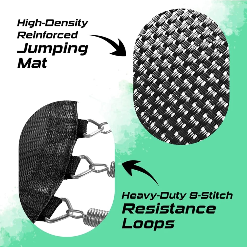 Machrus Moxie Pumpkin-Shaped Outdoor Trampoline Set with Premium Top-Ring Frame Safety Enclosure, Dark Green, 14'