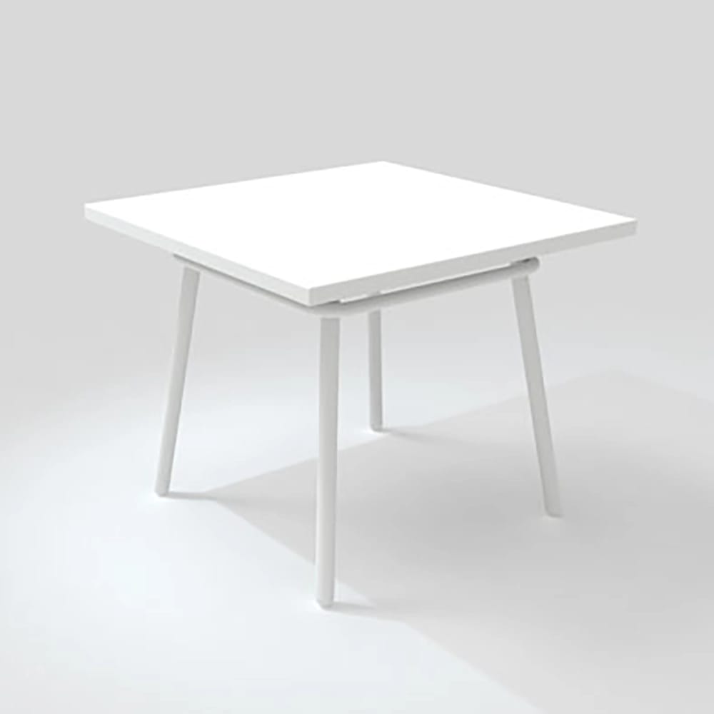 Maiori Square Outdoor Dining Table with Umbrella Hole, Blanc