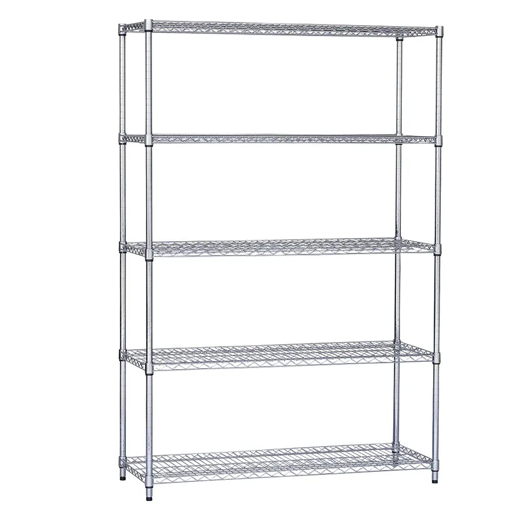 Method Storage Systems 5-Tier Adjustable Heavy-Duty Shelving, Chrome, 48" W x 18" D x 72" H
