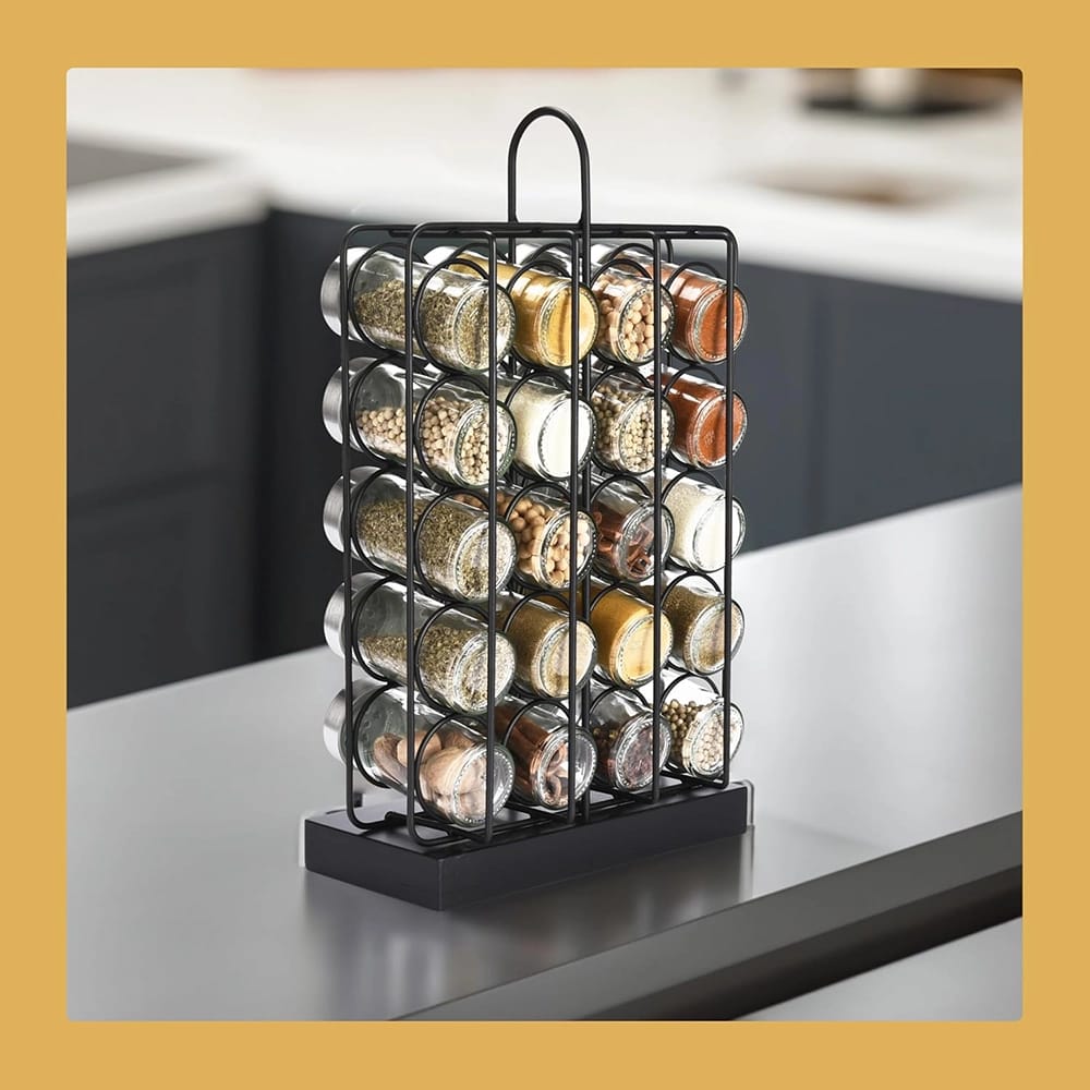 2LB Depot 5-Tier Spice Rack Organizer, Black/Black