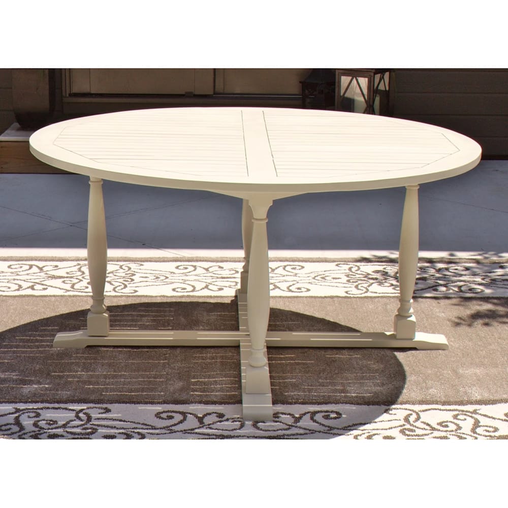 Smart Living Acacia Round Dining Table, Light Gray, 60"