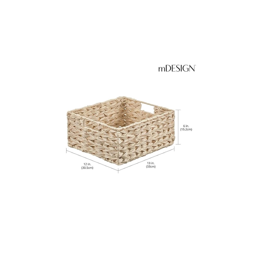 mDesign Woven Storage Basket, Cream, 6 Pack