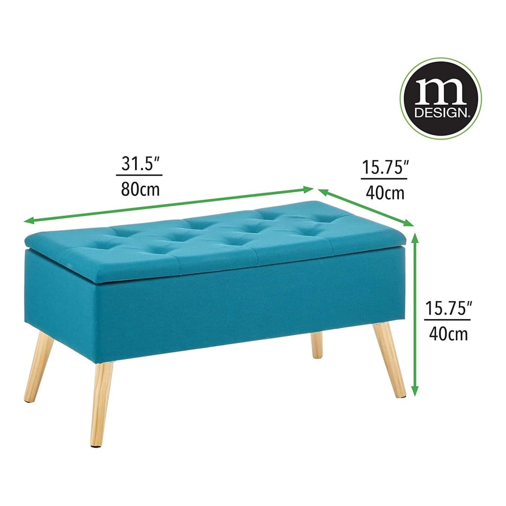 mDesign Rectangle Storage Bench, Teal