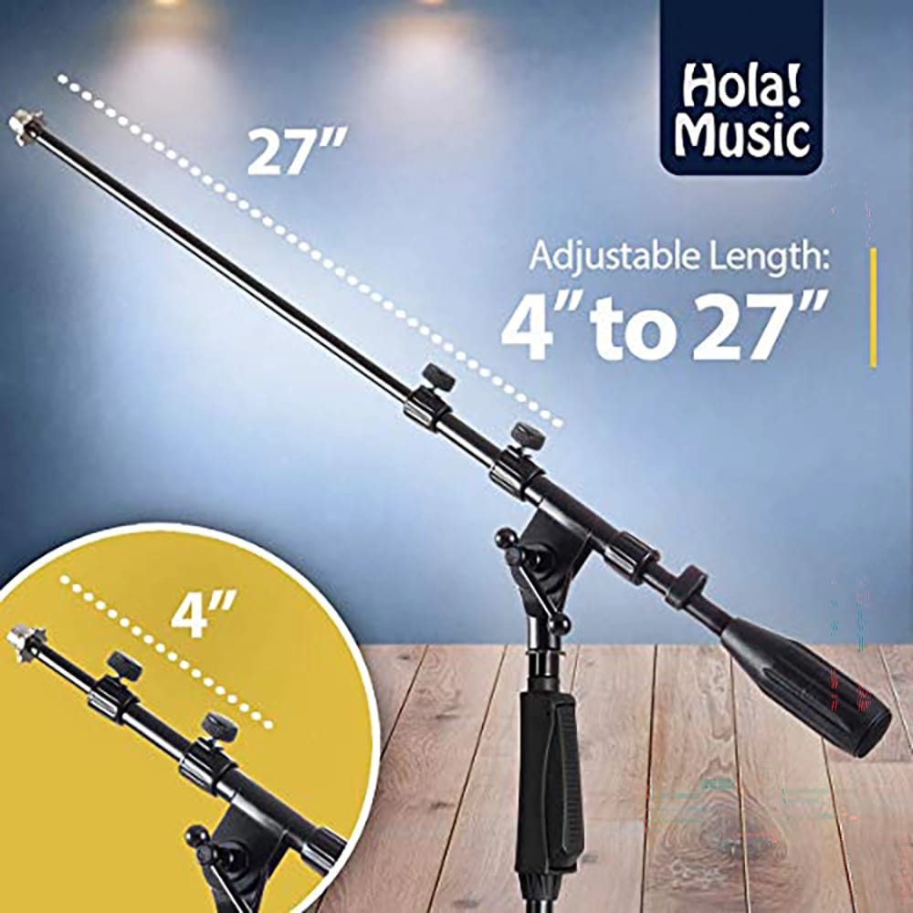 Hola! Music Mic Stand with Adjustable Height, Black