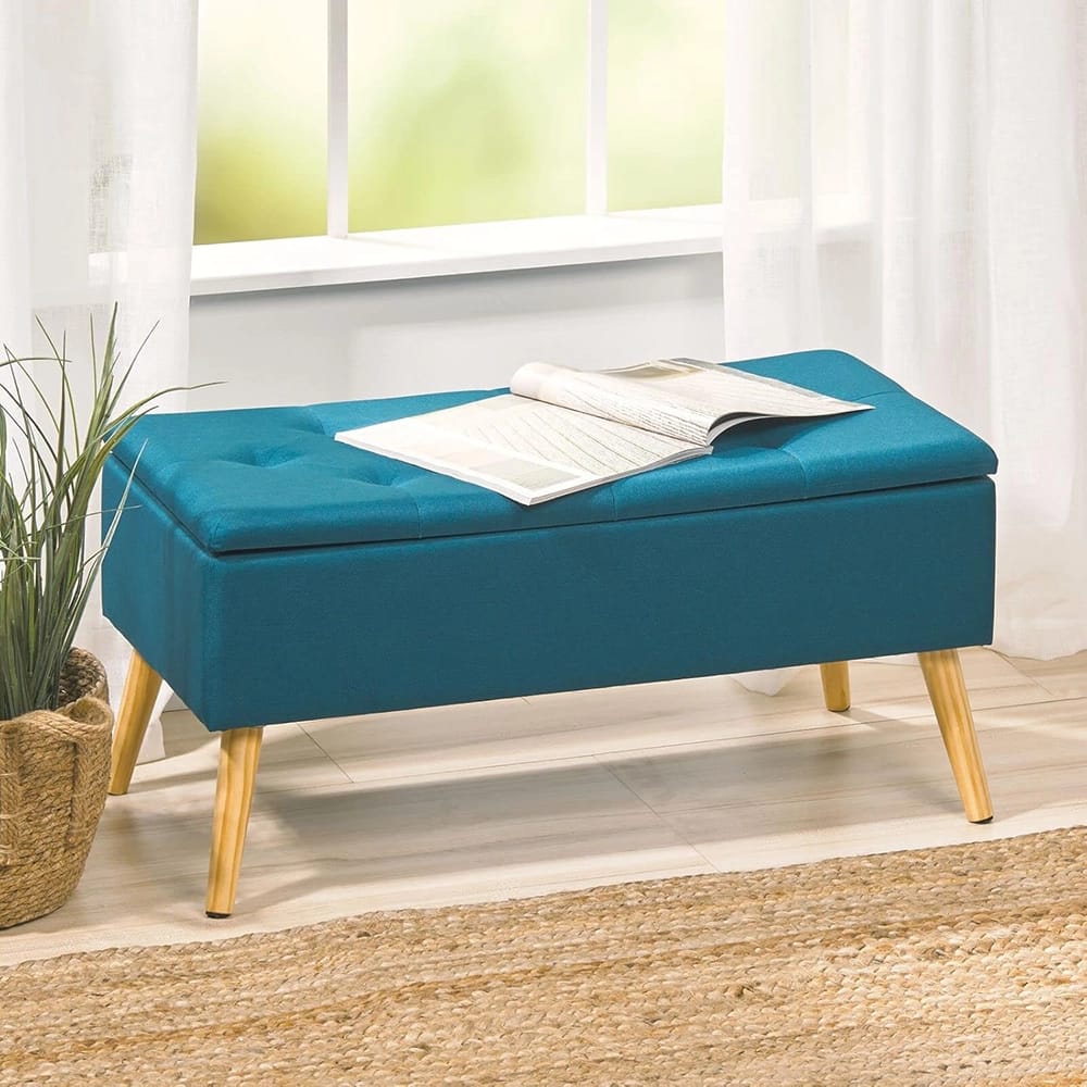 mDesign Rectangle Storage Bench, Teal