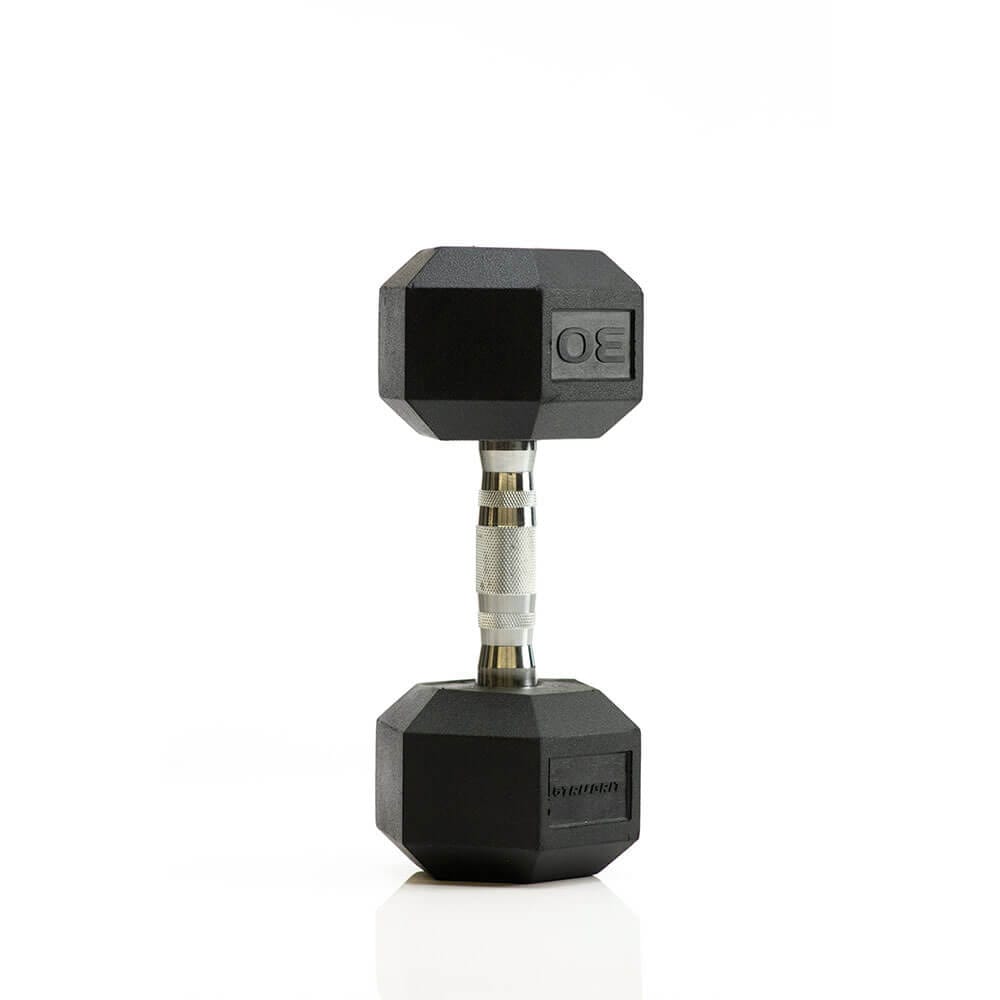 Tru Grit Fitness 30 lb Rubber Hex Single Dumbbell