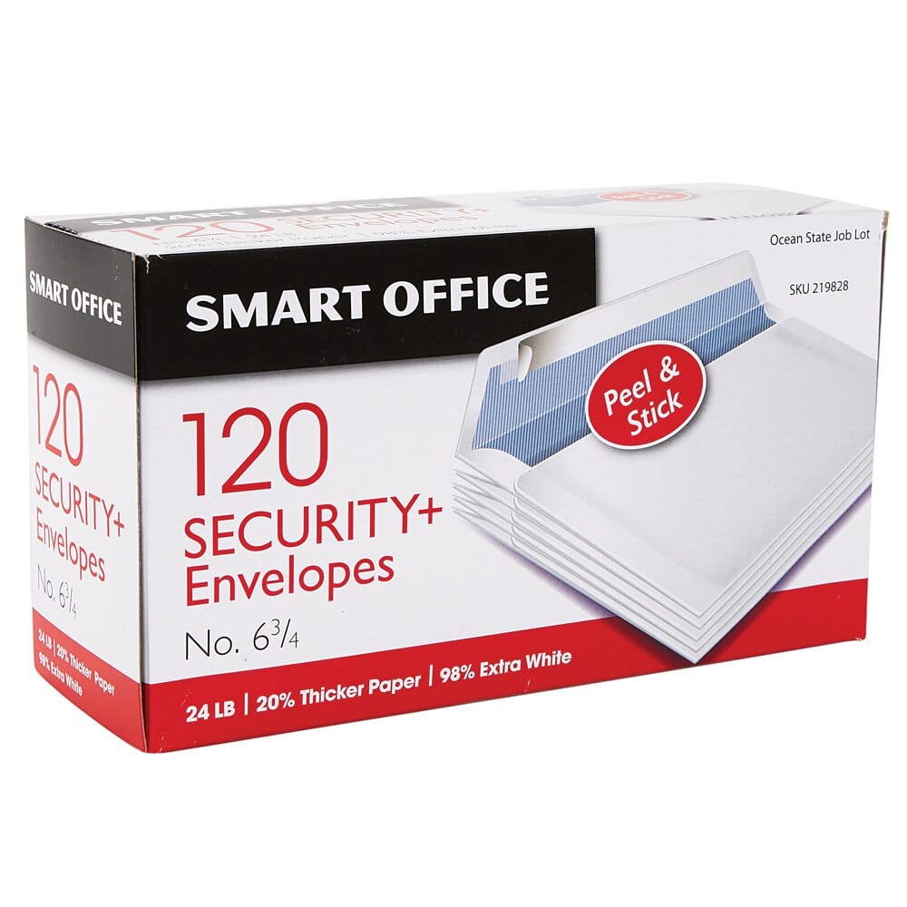 Smart Office Peel and Stick Security Envelopes, 120-Count