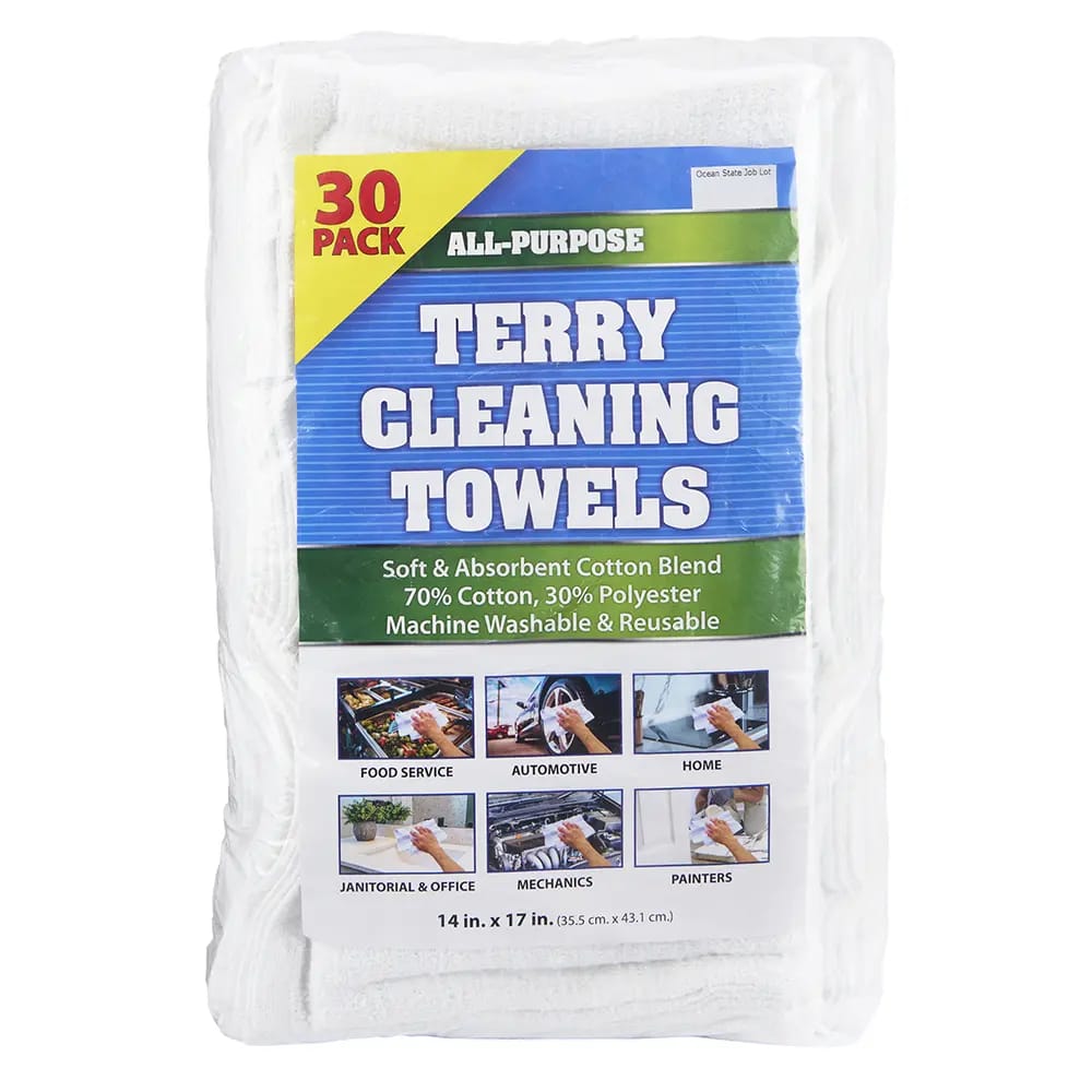 All Purpose Terry Cleaning Towels, 30 pk, 14" x 17"