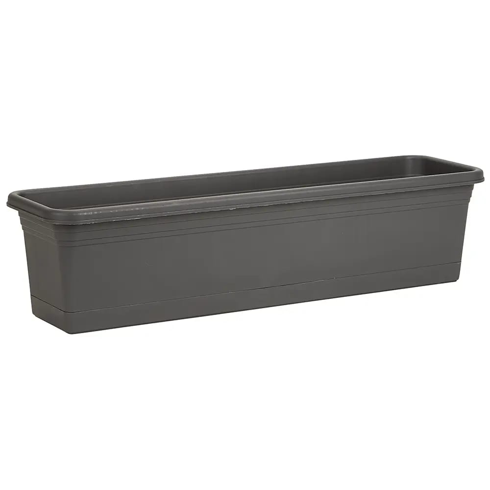 Window Planter Box with Saucer, Lead Gray, 30"