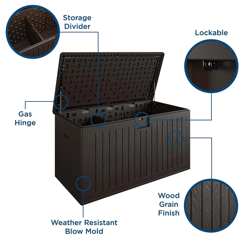 Cosco 150 Gallon Outdoor Storage Box, Dark Brown