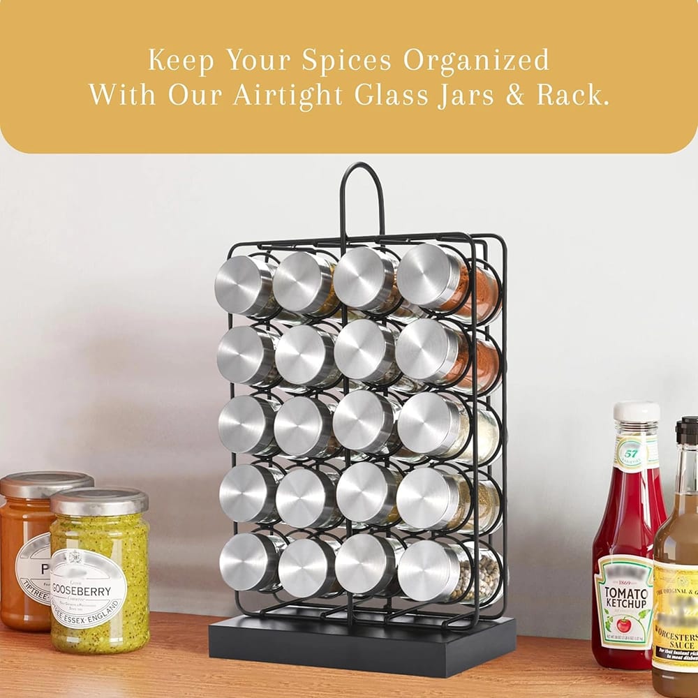 2LB Depot 5-Tier Spice Rack Organizer, Black/Black