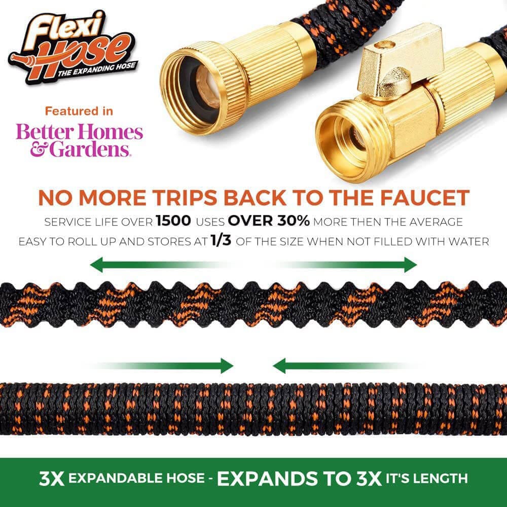 Flexi Hose with 8Function Nozzle, 50’, Orange/Black