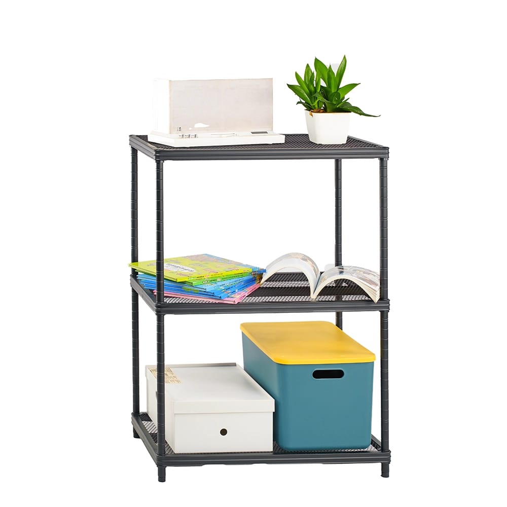 Method Storage Systems Shelving 3-Tier Fine Mesh Deck Shelving, Black