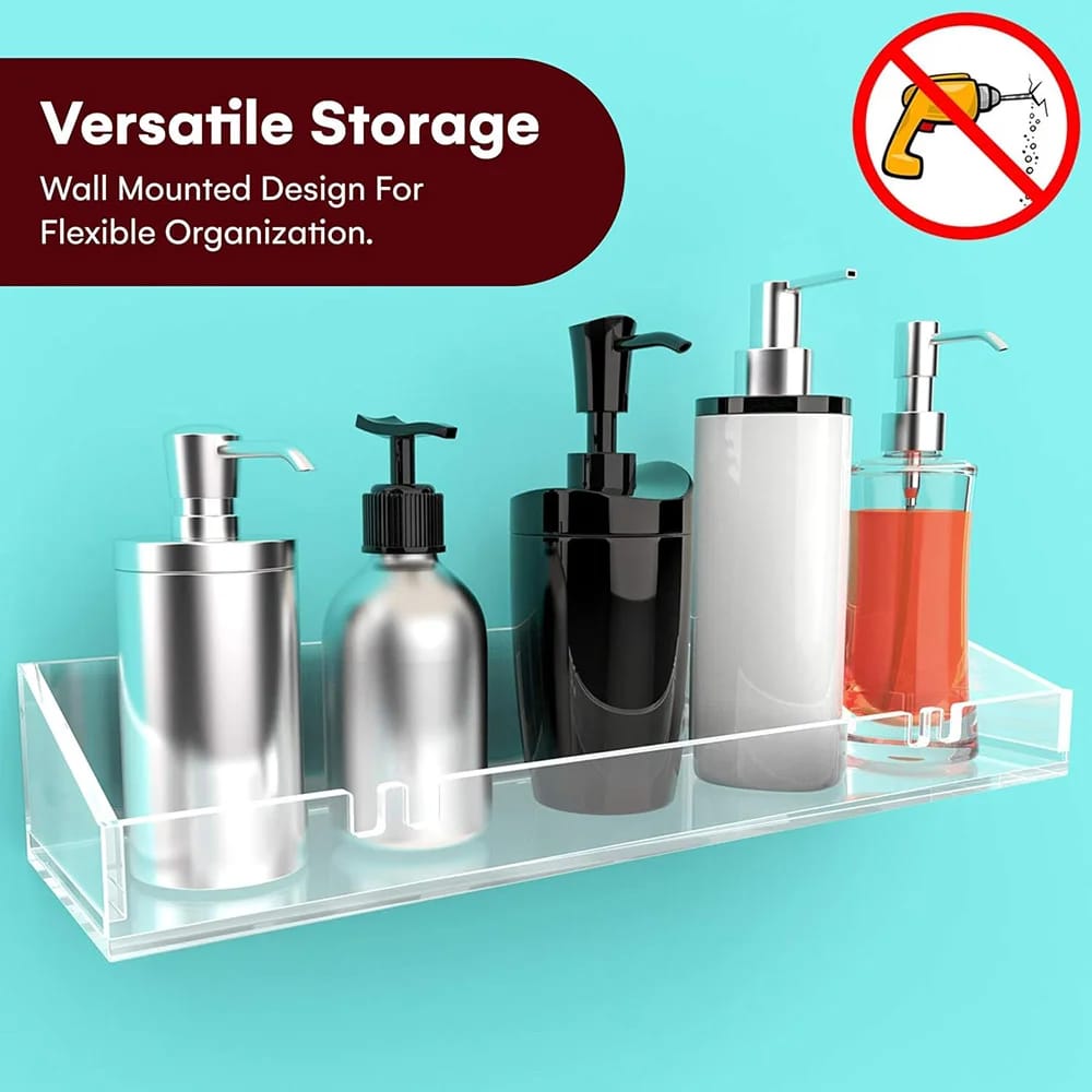 Acrylic Bathroom Shelves, Set of 2, Clear