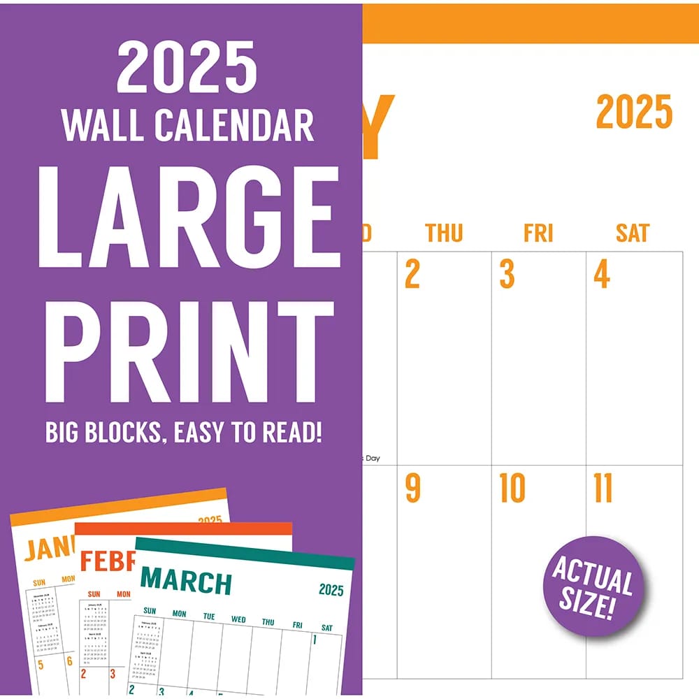 2025 Large Print Wall Calendar