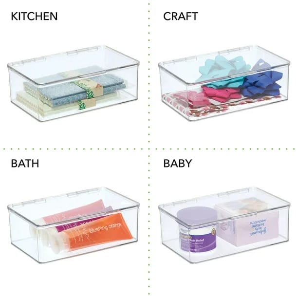 mDesign Plastic Stacking Storage Box, 8 Pack