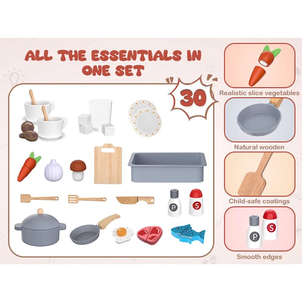 X-Large Wooden Kids Play Kitchen, Brown