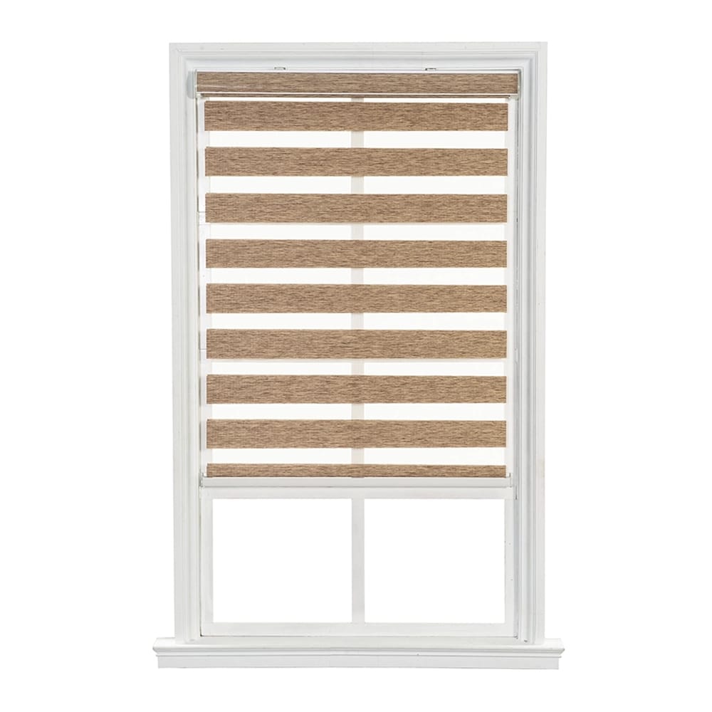 Cordless Textured Fabric Push-up Shadow Roller Shade, Tan, 23" x 66"