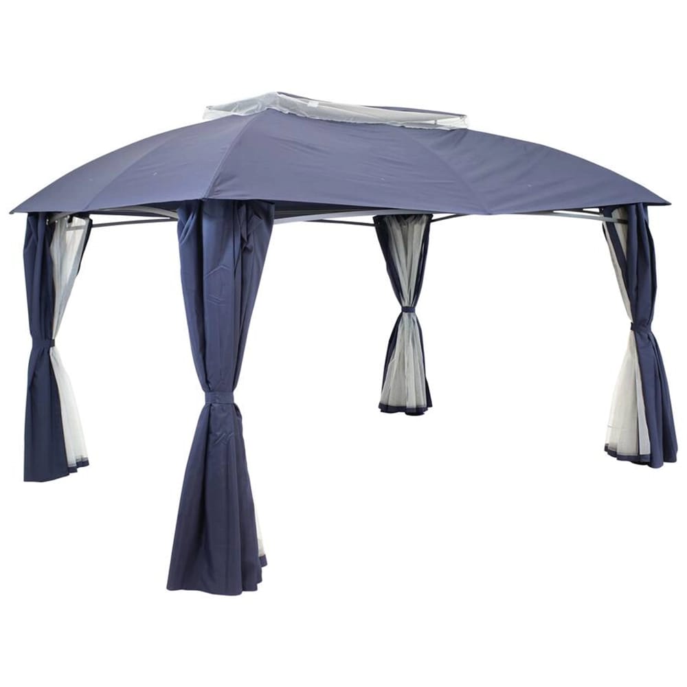 Sunnydaze 12.6' x 9.1' Soft Top Patio Gazebo with Screens and Privacy Walls, Blue