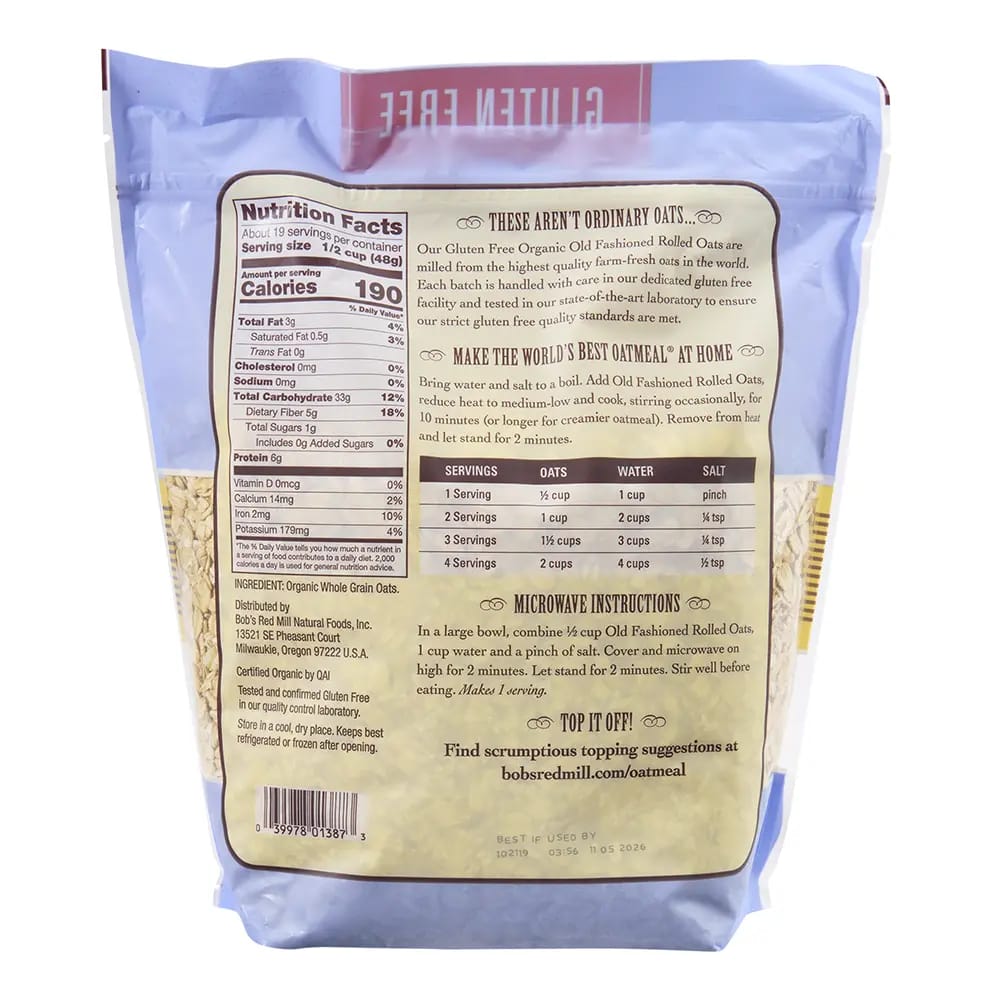 Bob's Red Mill Organic Old Fashioned Rolled Oats, 28 oz