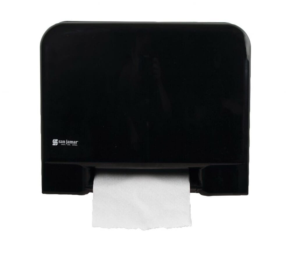 San Jamar Tear-n-Dry Recessed 6" Roll Paper Towel Dispenser, Black