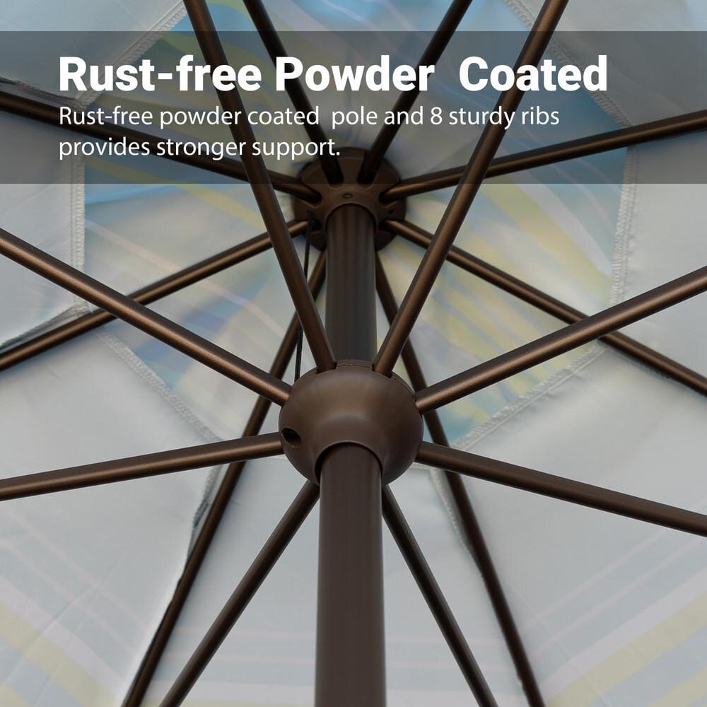 Abba Patio Outdoor Market Umbrella, 11', Turquoise Stripe