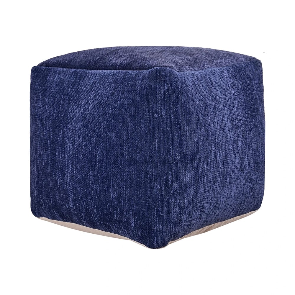 LR Home Serena Cube Pouf, Navy Blue