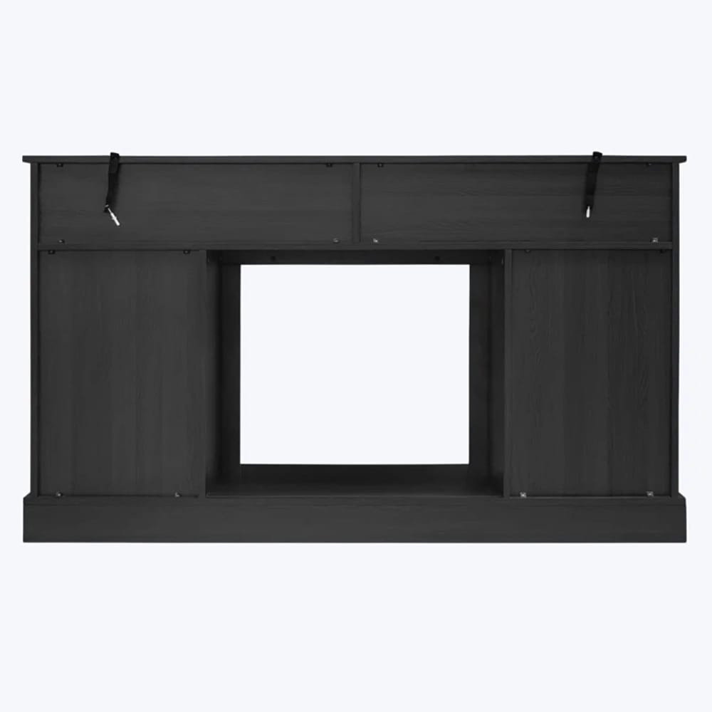 TV Stand with Electric Fireplace and Sliding Barn Door, Dark Gray