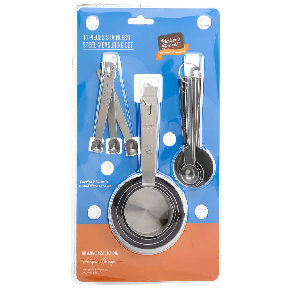 Baker's Secret Stainless Steel Measuring Cups, 11 Piece