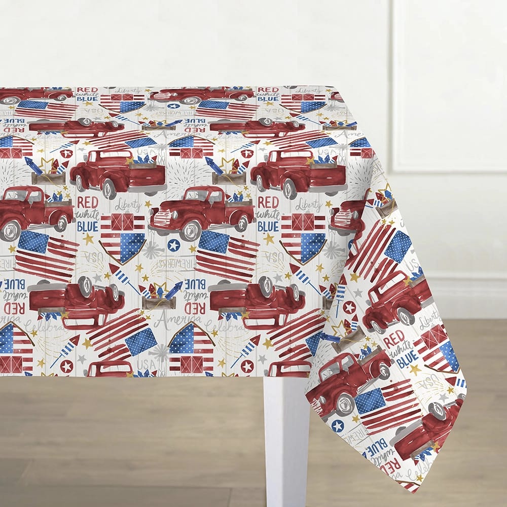 Americana Vinyl Tablecloth with Flannel Backing