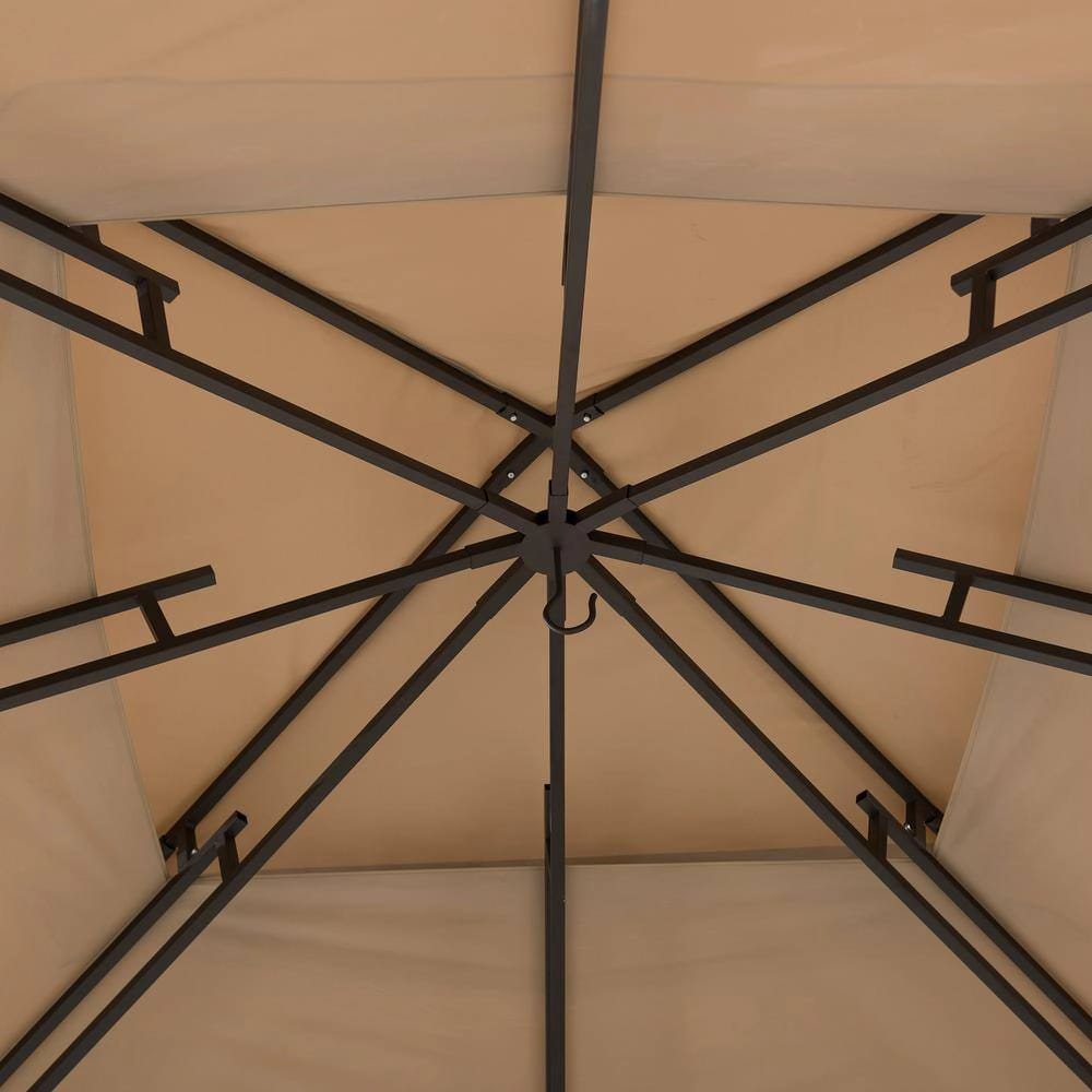 13' x 13' Soft Top Gazebo with Netting and Curtains, Brown