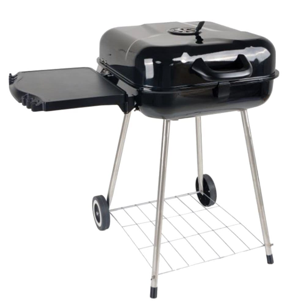 Charcoal Square Portable Grill with Foldable Side Shelf