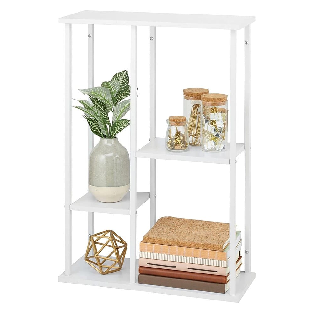 mDesign 4-Tier Wall Decor Storage Organizer Display Shelf, White