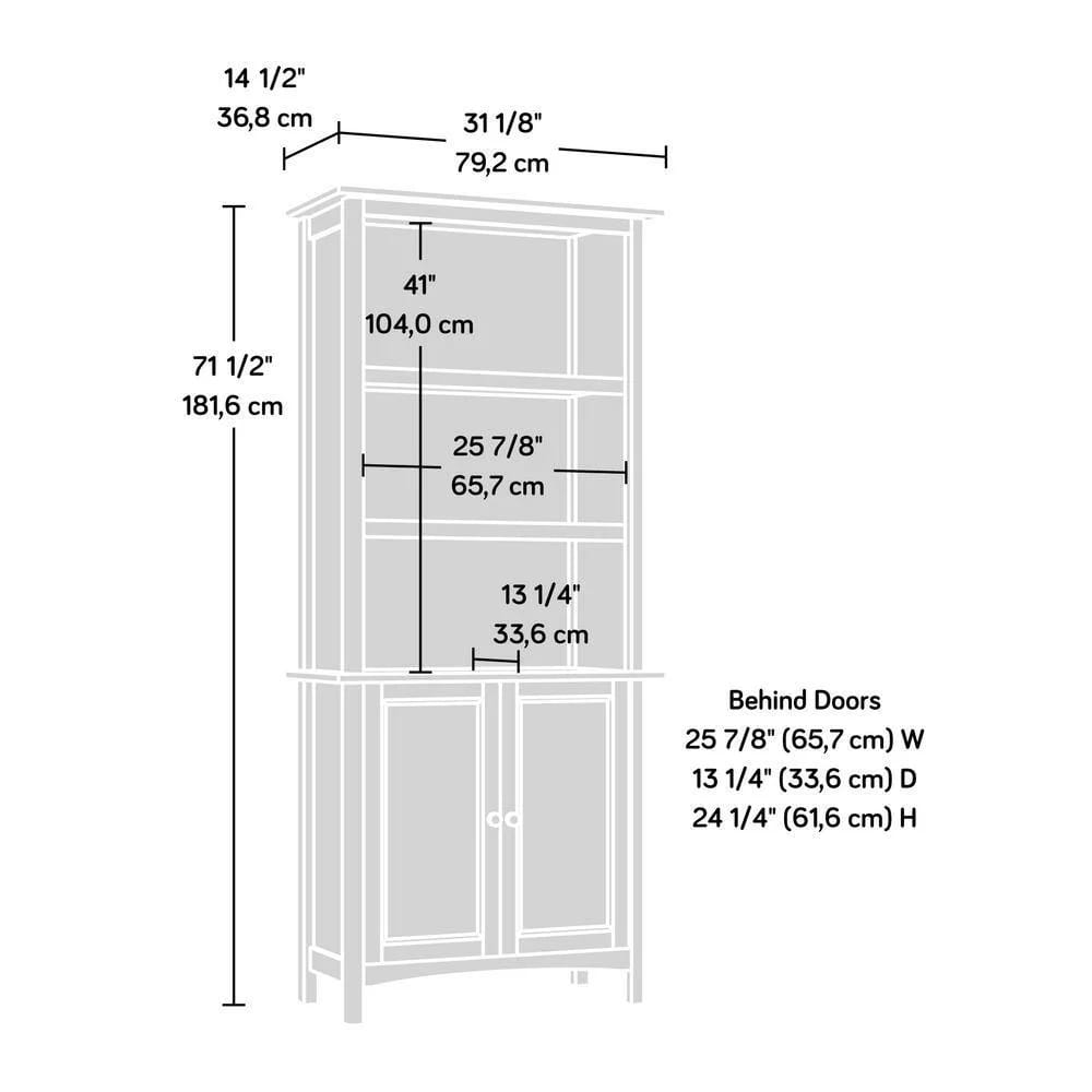 Sauder Union Plain Bookcase with Doors, Prairie Cherry Finish