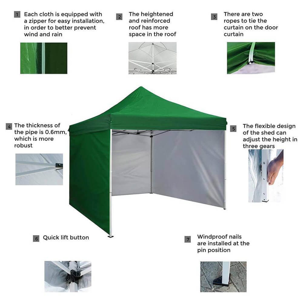 10' x 10' Pop-Up Canopy Tent with 4 Sidewalls, Forest Green