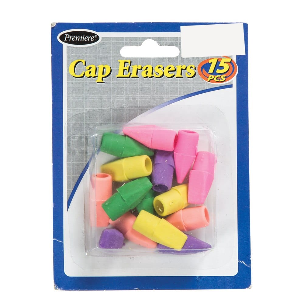 Premiere Pencil Cap Erasers, 15-Count