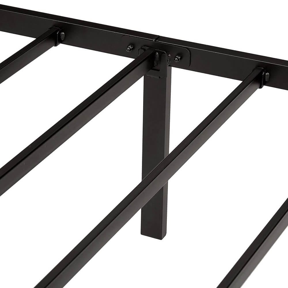 Heavy-Duty Non-Slip Bed Frame with Steel Slats, Queen, Black